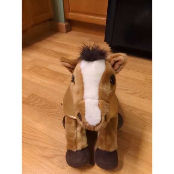 Build A Bear Horse Pony Plush Brown 13" Stuffed Animal Toy Mane Tail Gold Cape - Picture 4 of 10